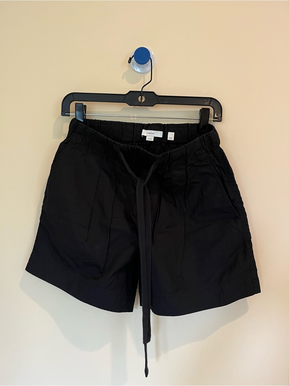 Vince Black Elastic Waist Drawstring Shorts